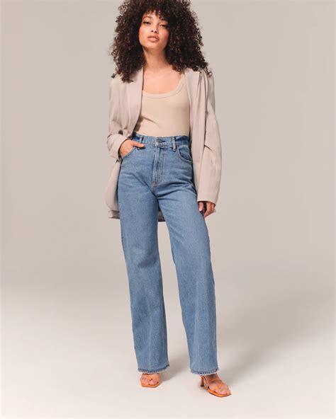 5 high rise, is fitted at the waist and hips, and eases at the thigh into a relaxed, full-length leg shape. . Abercrombie high rise relaxed jeans